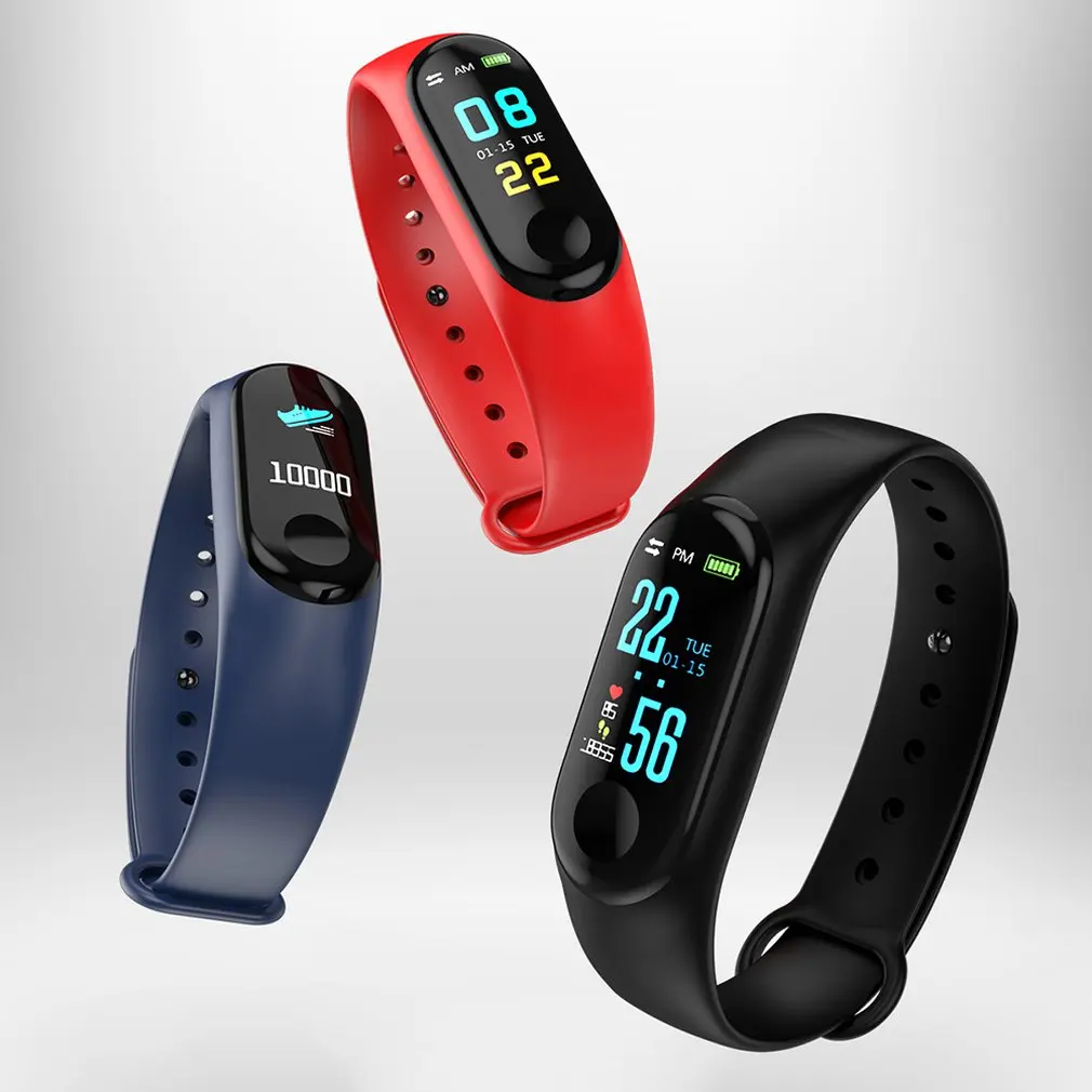 M3 Smart Bracelet Color Screen IP68 Waterproof Heart Rate Blood Pressure Monitor Tracker Replaceable Watch For Android IOS 2019 |