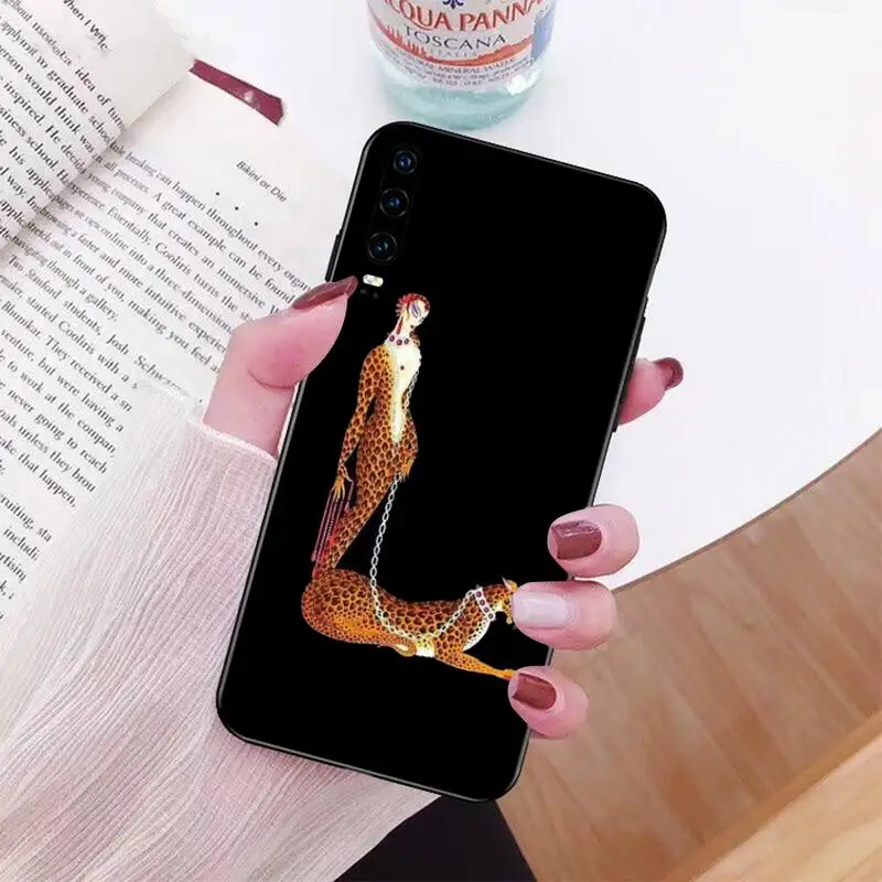 Мягкий черный чехол из ТПУ CUTEWANAN с животным леопардовой текстурой для телефона