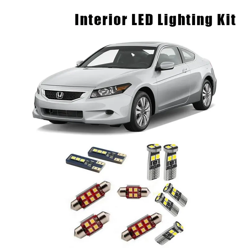 

12pcs White LED Interior Light Reading Dome Bulbs Kit Fit For Honda Accord 2003-2009 2010 2011 2012 Courtesy Light License Lamp