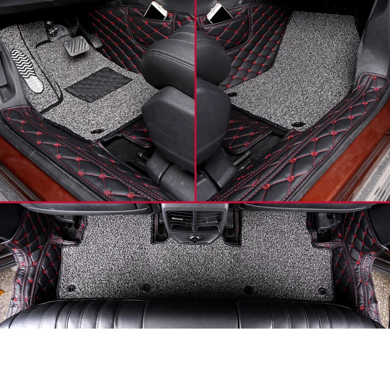 black red 2 Lsrtw2017 кожаный коврик для салона автомобиля для peugeot 3008 коврик для ног аксессуары для интерьера - Название цвета: black red 2