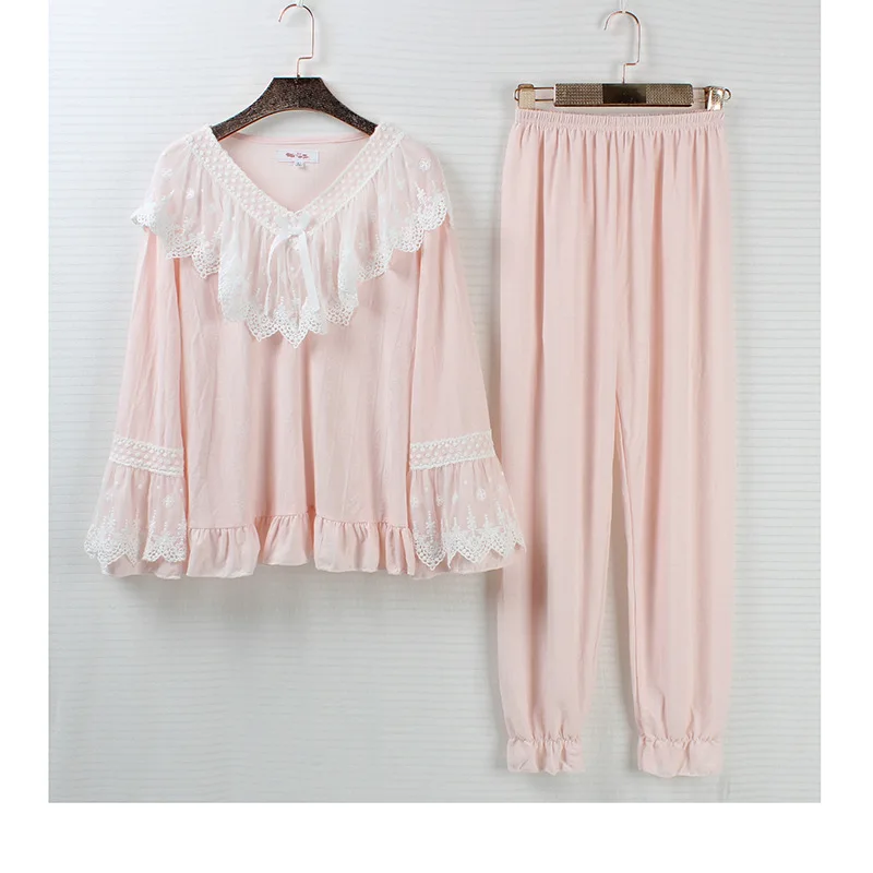 

Golesun Korean Lace Horn Sleeve Fashion New Autumn Long Sleeve Home Clothing Pijama Mujer Sleepwear Women 92050