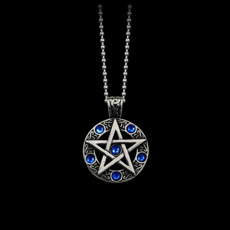 Мужское ожерелье в стиле панк готическое с ведьмой и пентаграммой языческое