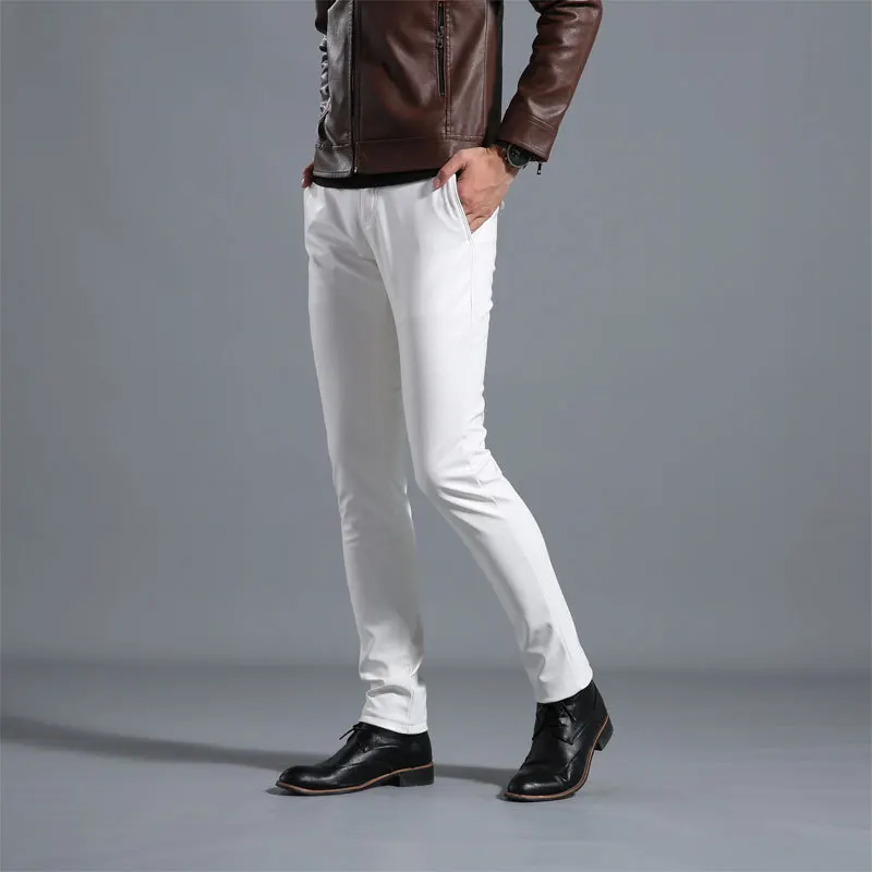 

2021 Spring New Leather Pants Youth Trendy Slim Fit Skinny Casual PU Leather Pants