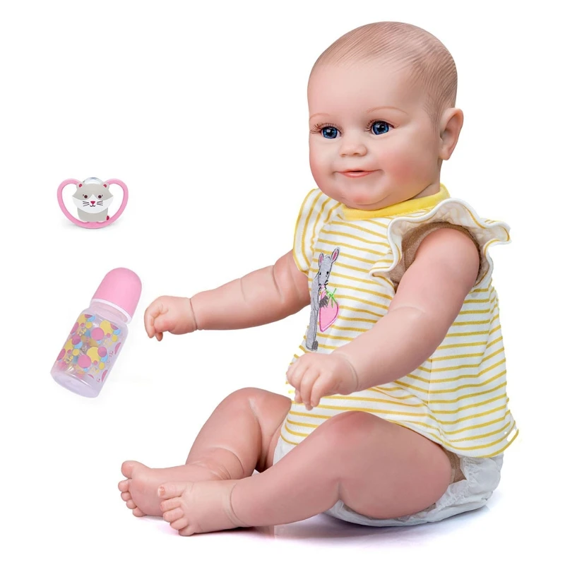 

MOLD 49cm Silicone Realistic Doll Opened Eyes Soft Vinyl Baby Cute Newborn Toy with Pacifier Gift for Children Kids