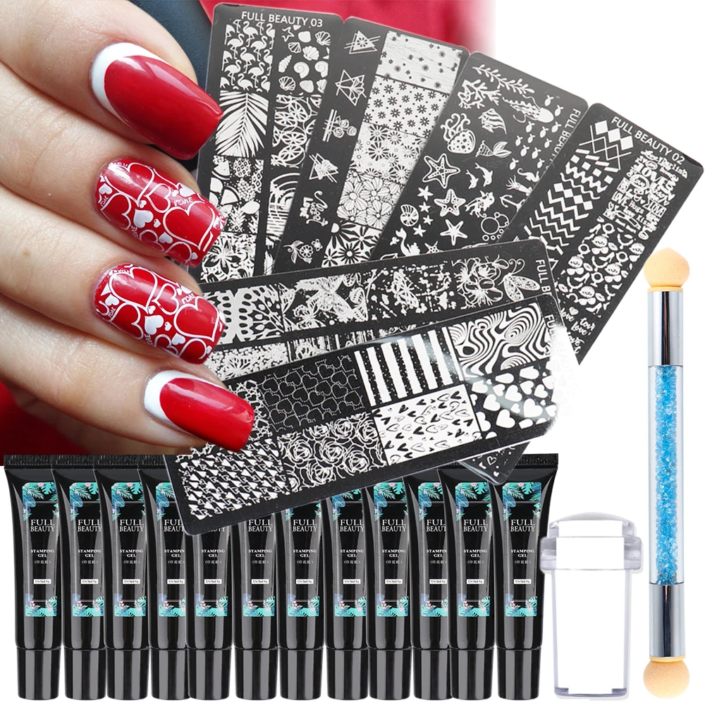 Пластины для стемпинга Набор сердечки дизайн ногтей бабочки трафареты черный