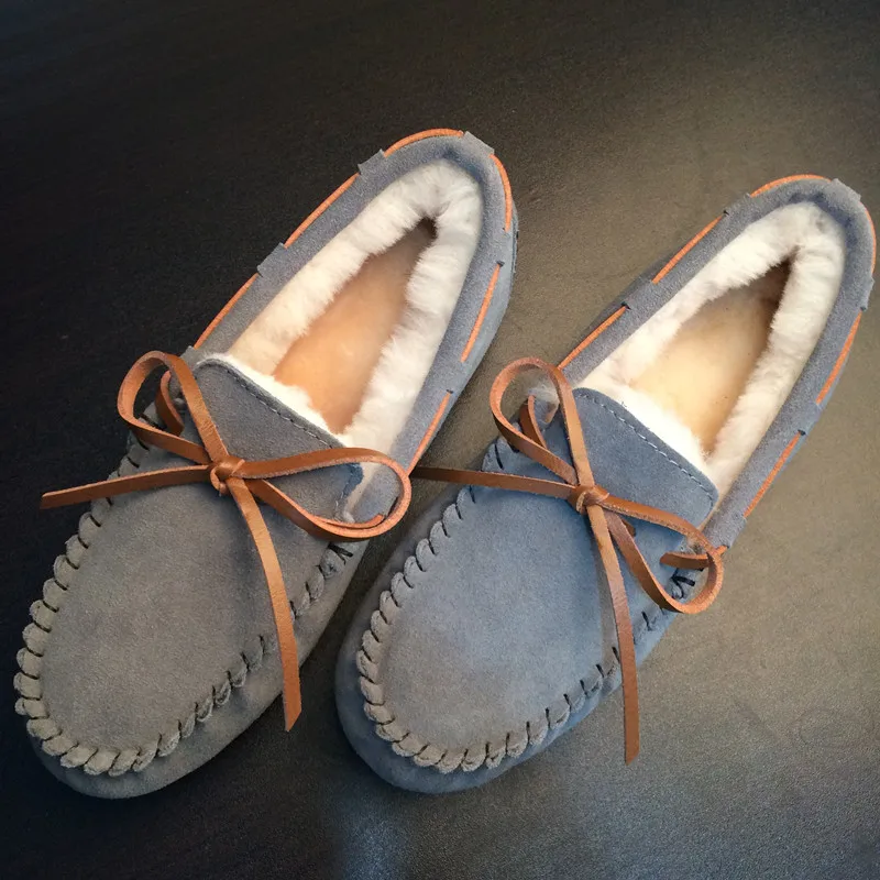 2020 женская обувь осень зима закрытые Теплые 100% туфли на плоской подошве из