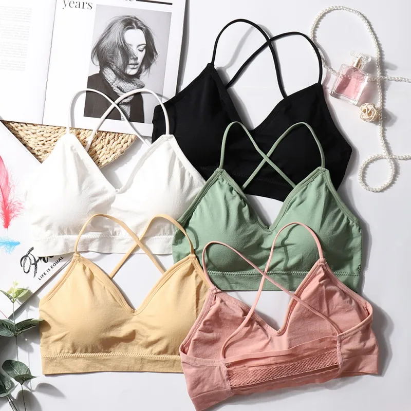 Бюстгальтер с открытой спиной и крестиком для женщин бесшовный хлопковый