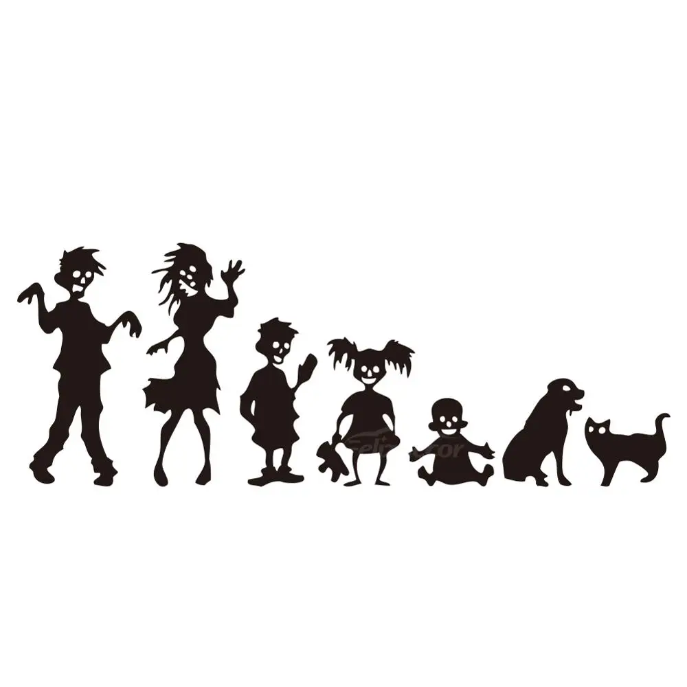 

Car Sticker Zombie Family Body Sticker with Window Door Decals Funny Top Waterproof 10x30cm
