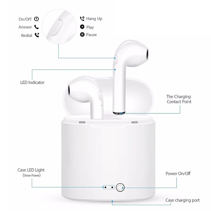 TWS Earphones For Sport Gaming Bluetooth Headphone With Microphone Huawei Honor View 20 30 10 Lite 8 7A V10 V20 V30 10i 20i | Электроника