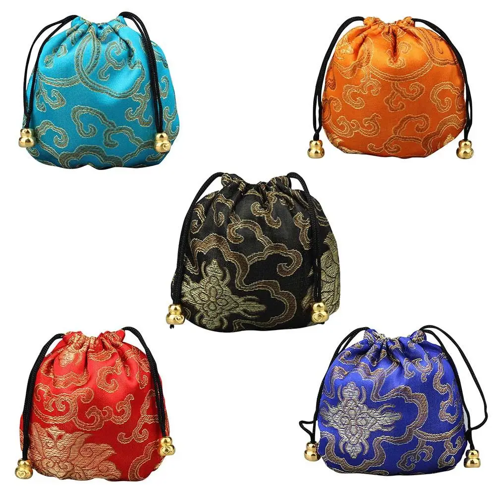 HOT SALES！！！Bright Color Chinese Good Lucky Bag Auspicious Cloud Design Storage Gift Pouch