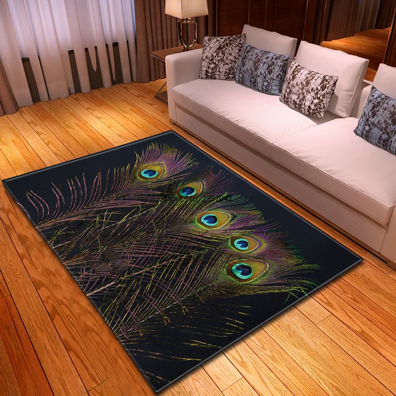 

Nordic Peacock Feather 3D Printed Carpets For Living Room Bedroom Decor Carpet Kids Crawl Mats Cartoon Child Room Play Area Rugs