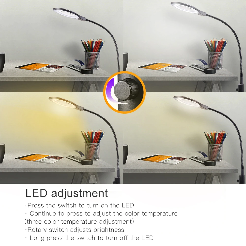 MAMEN гибкий 2X 4X светодиодный увеличительное стекло торшер лупа USB для чтения