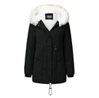 Женская длинная парка с капюшоном и меховым воротником, размеры L4XL