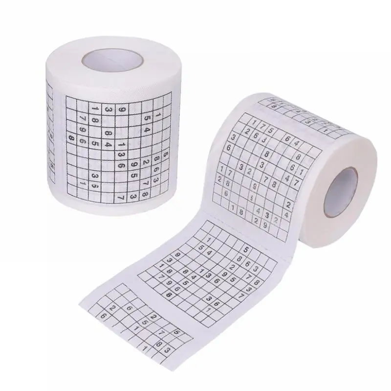 1roll Novelty Funny Number Sudoku Safety Printed Toilet Rolling Paper Bath Soft Toilet Paper Tissue Gift1 Roll 2 Ply Gift