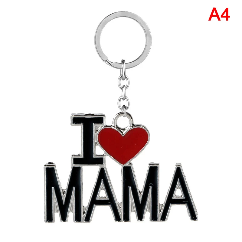 

1PC 2021 New Fashion Letter I Love Mom/Dad I Love Mama/Papa Enamel Pendant Keychains Keyrings For Mother Father Gift Xmas Gift