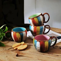 collectible fine arts painted coffee mug eco friendly 12 oz ceramics creative handmade milk cups with spoon for gift
