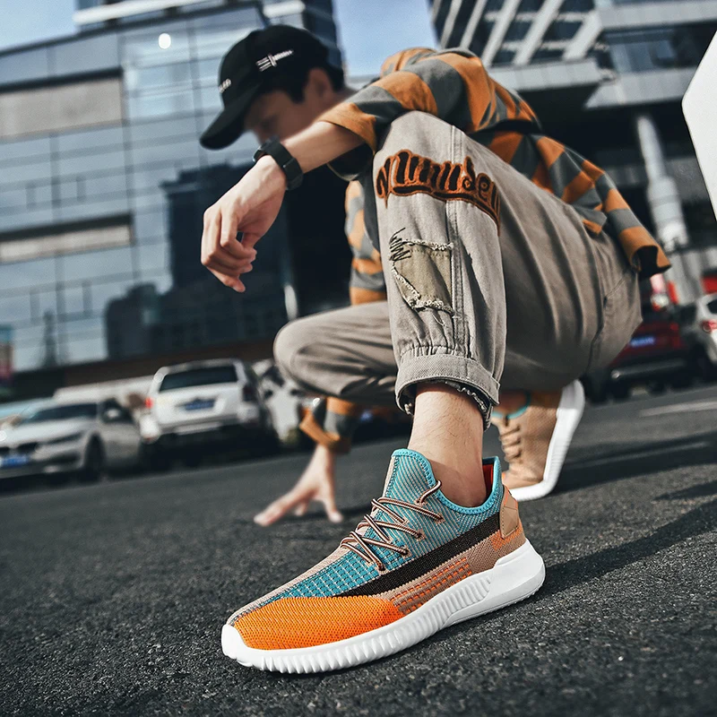 Fashion Lightweight knit Sneakers Men Running Shoes Breathable Sports Shoes Men Walking Non-slip Jogging Shoes Women Trainers