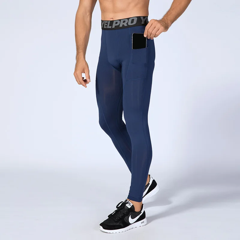 2021 Sport Quick Dry New Model Stretch Compression Pants With Pocket Fitness Gym Leggings Men Running Tights Jogging Trousers
