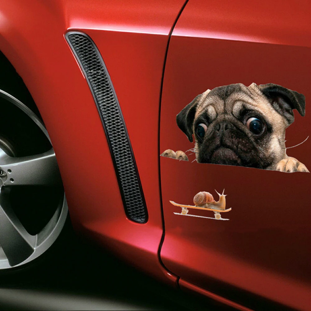 Aliauto мультяшная забавная наклейка для автомобилей милая мопса улитка Аксессуары