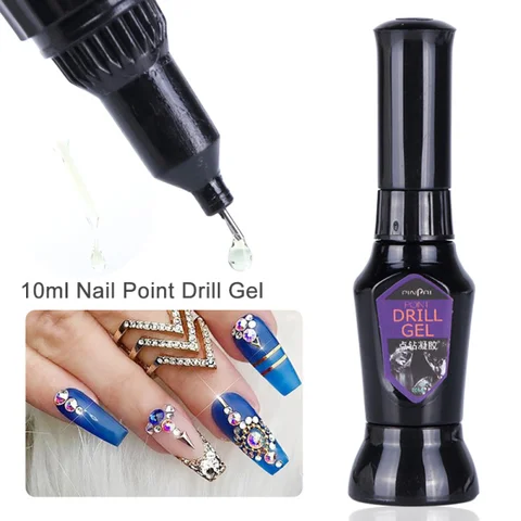 10ml Adhesivní lepidlo nehty Art Gel pro drahokamy Dekorace bez otíracího šperku silné gelové vrchní kabát DIY Manikúry LA953-1