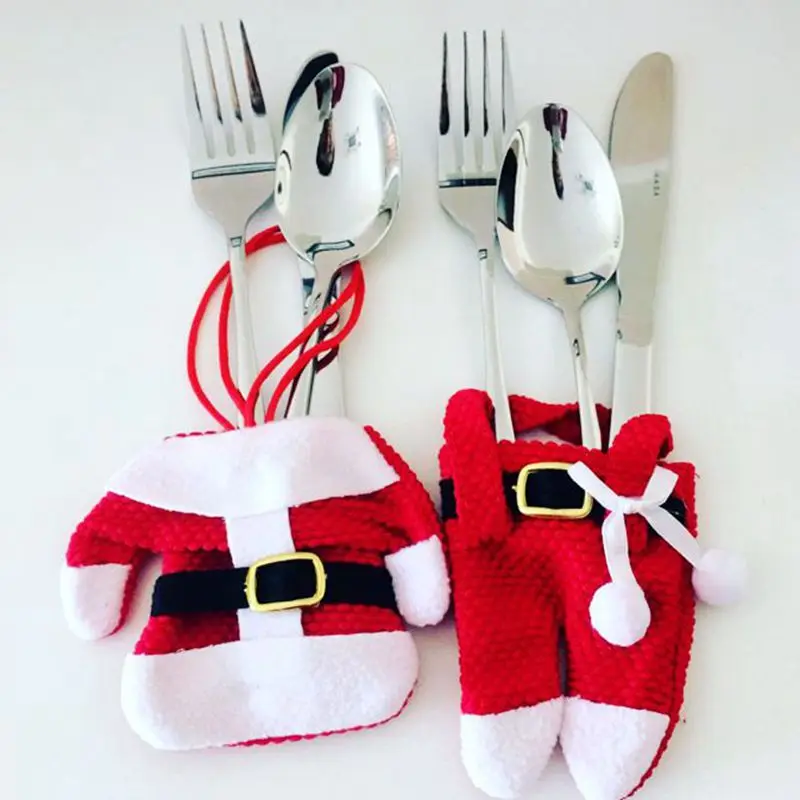 

Рождественская маленькая одежда, чехол для вилок, креативный Рождественский столовый прибор для столовых приборов, Рождественский Декор д...