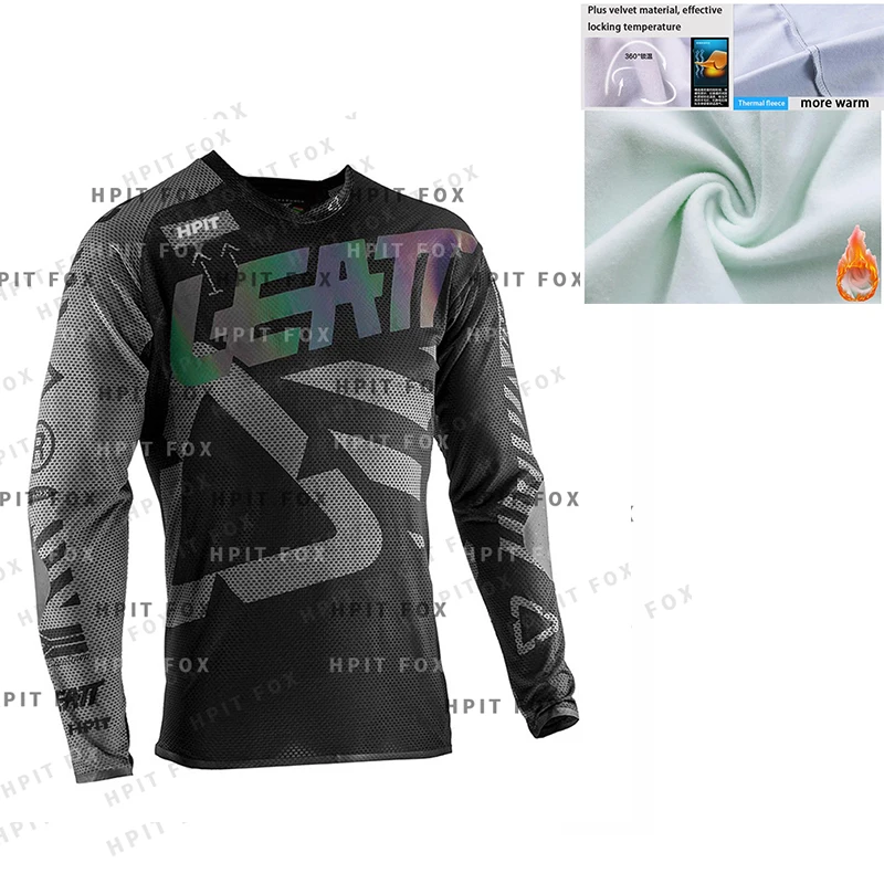 

2022Winter Off-road Mountain Bike Downhill Jersey Wool Fleece Mountain Off-road DH Bike Locomotive Shirt Motorcycle Hpit Leatt