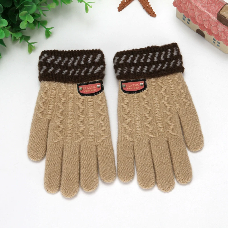 beige BalleenShiny/плотные детские вязаные перчатки для мальчиков и девочек; теплые перчатки с длинными пальцами; Детские Зимние варежки; аксессуары для рук - Цвет: beige