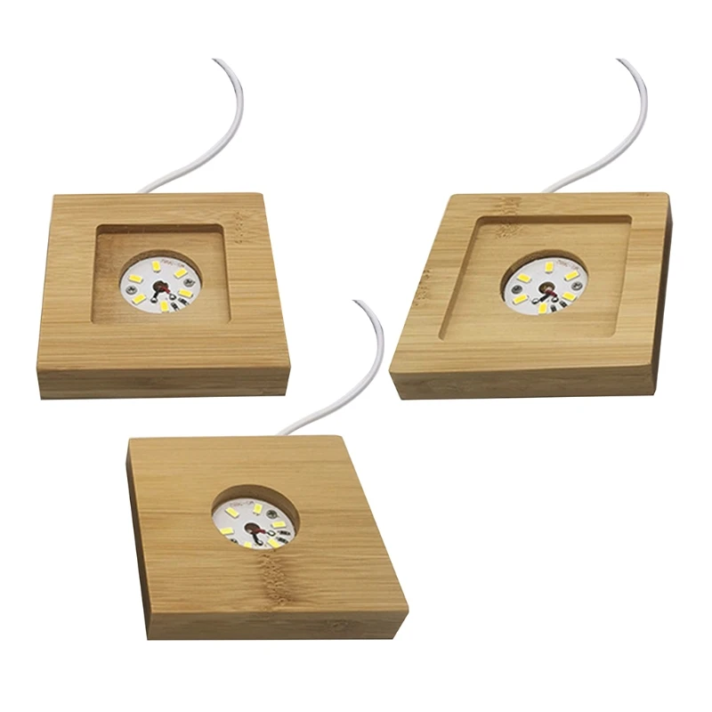 

Epoxy Night Light DIY Material Solid Wooden Luminous Bases White and Warm Light USB Rectangular Lamps Holder Accessories