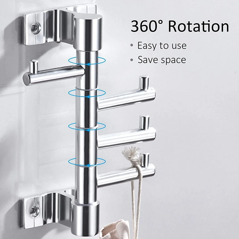 

Coat Hooks for Wall, Heavy Duty Wall Hooks with 4 Swivel Foldable Arms, Wall Coat Rack Hat Hooks for Bathroom Entryway