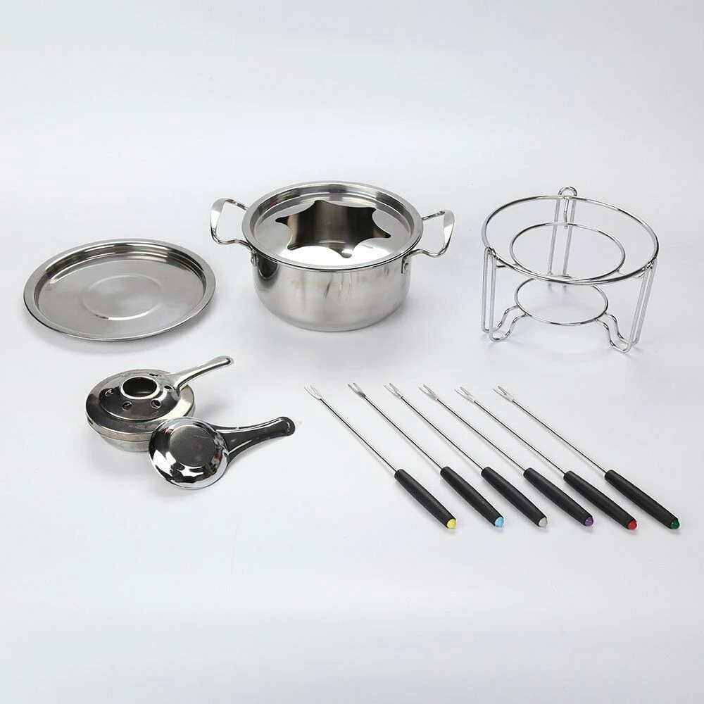 

Multifunctional Stainless Steel Ice Cream Chocolate Cheese Hot Pot Melting Pot Fondue Set Kitchen Accessories