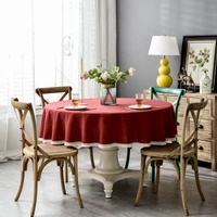 nordic waterproof solid color tassel lace round table coffee table tablecloth tablecloth