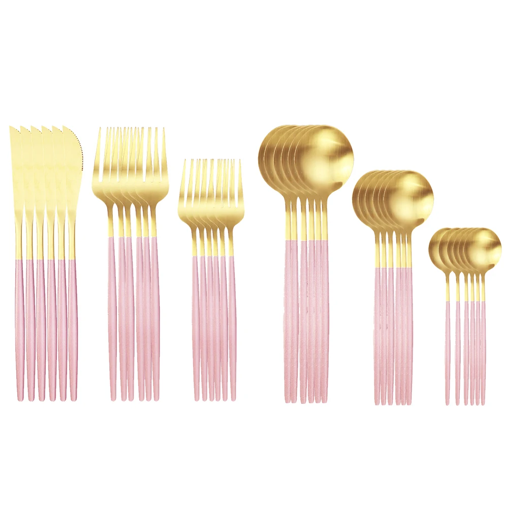 Набор столовых приборов из матовой нержавеющей стали столовые приборы золотого