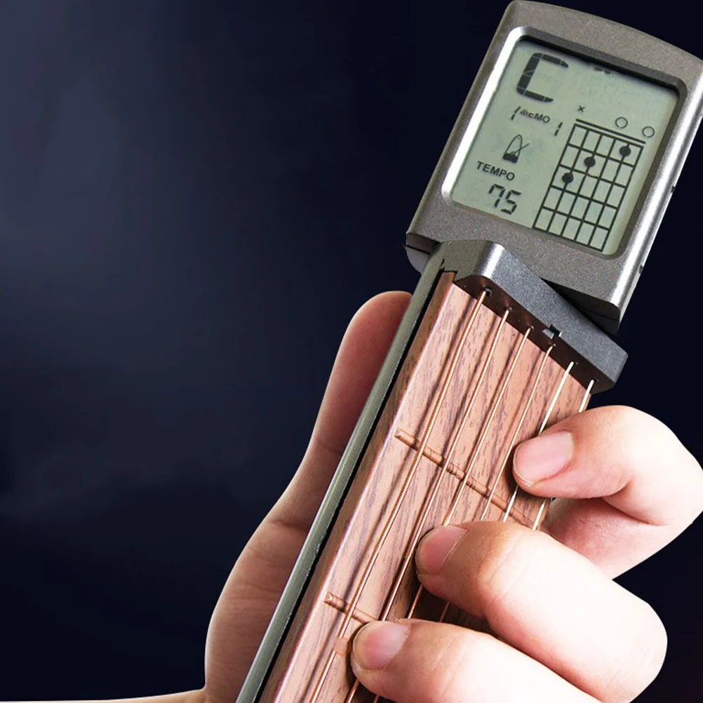 

Portable 6 Fret Guitar Chord Trainer with Screen Display Mini Pocket Guitar Finger Practice Tool Guitar Accessories for Beginner