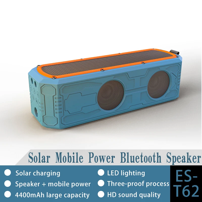 CYBORIS Портативная колонка на солнечной батарее с Bluetooth, 4400 мА/ч, с функцией внешнего аккумулятора, Противоударная, водонепроницаемая, для занятий спортом на открытом воздухе