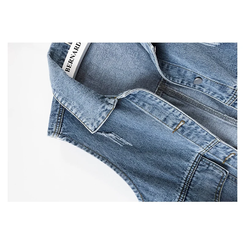 

Spring Autumn Women Denim Vest Cotton Korean Streetwear All-Match Lapel Sleeveless Pocket Loose Casual Female Cowboy Tops Coat