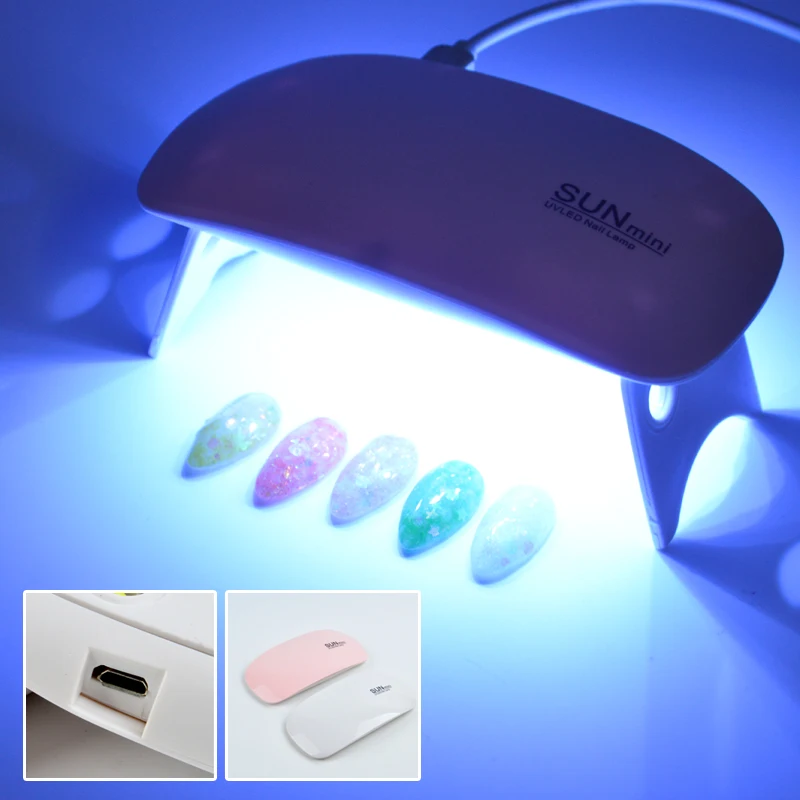 

6W Small Led UV Lamp Nail Dryer Curing all Gel Polish Sun Light Portable UBS Lamp for Manicure Home Trips for Gel Nails