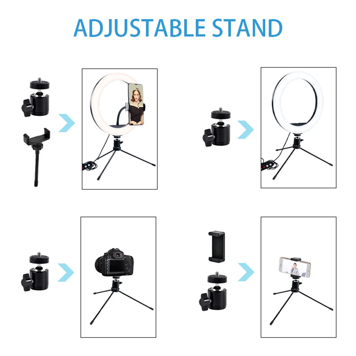Кольцевой светильник для селфи с треногой 10 дюймов приглушаемый светодиодный