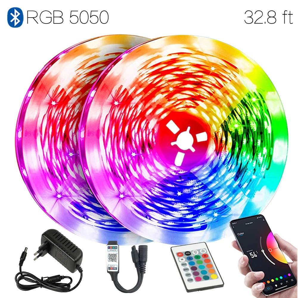 

32.8 ft (10M) DIY Lampara Led Bluetooth Smart RGB 5050 12V Waterproof Flexible Decoration Lamp For Home Ceiling TV Sceen Party