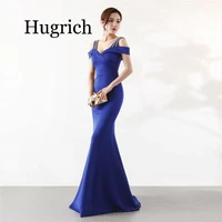 2021 mermaid elegant dress sexy boat neck zipper party gowns elegant floor length royal blue trumpet dresses