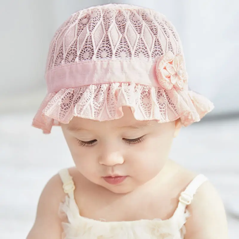 

Summer Lace Flower Sun Hat Cute Lace Newborn Baby Hat Kids Princess Travel Sunshade Hat