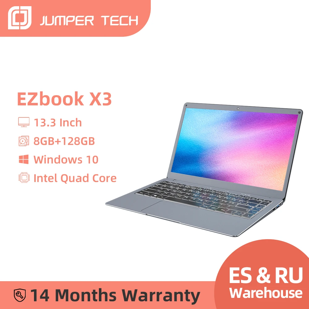 Jumper EZbook X3 Notebook 8GB 128/256GB 13.3 Inch 1920*1080 IPS Intel Celeron Quad Core Ultra Slim Win10  Laptop 2.4G/5G WiFi