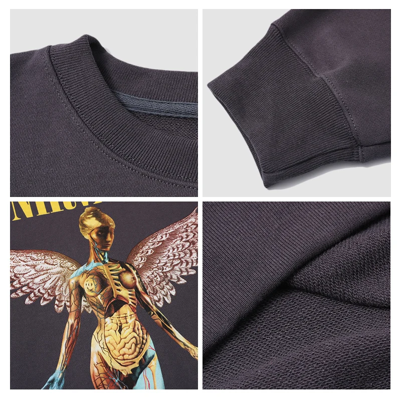

Men NIRVANA Sweatshirt Autumn Letter Print Pullover Streetwear Hoodies Casual Color Long Sleeve Hoodie
