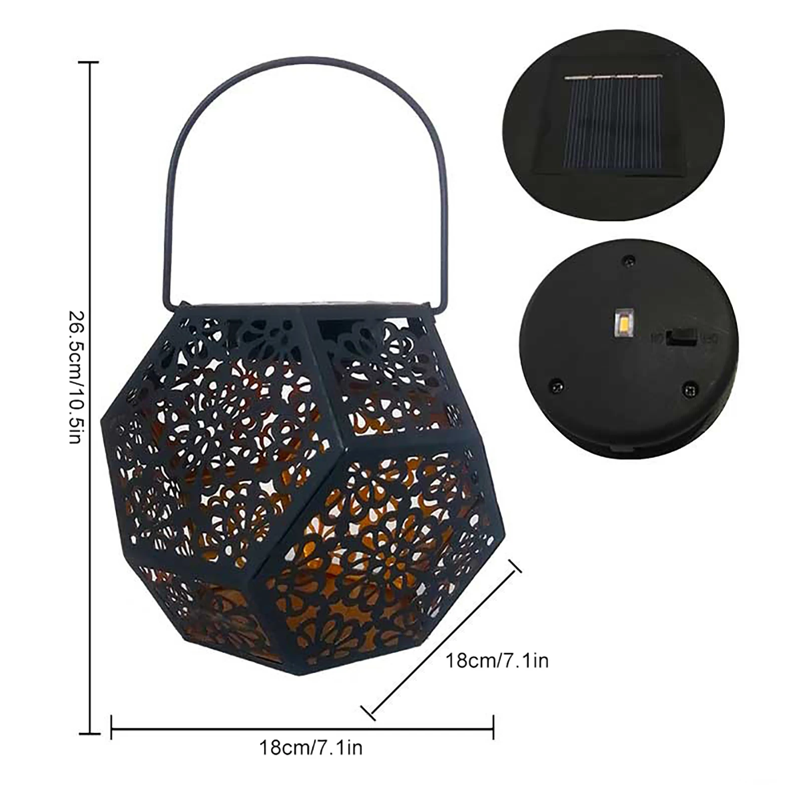 

Solar LED Garden Light Metal Art Hanging Lantern Outdoor Decoration Hollow Flower Projection Lamp Ornament for Yard Patio Ground