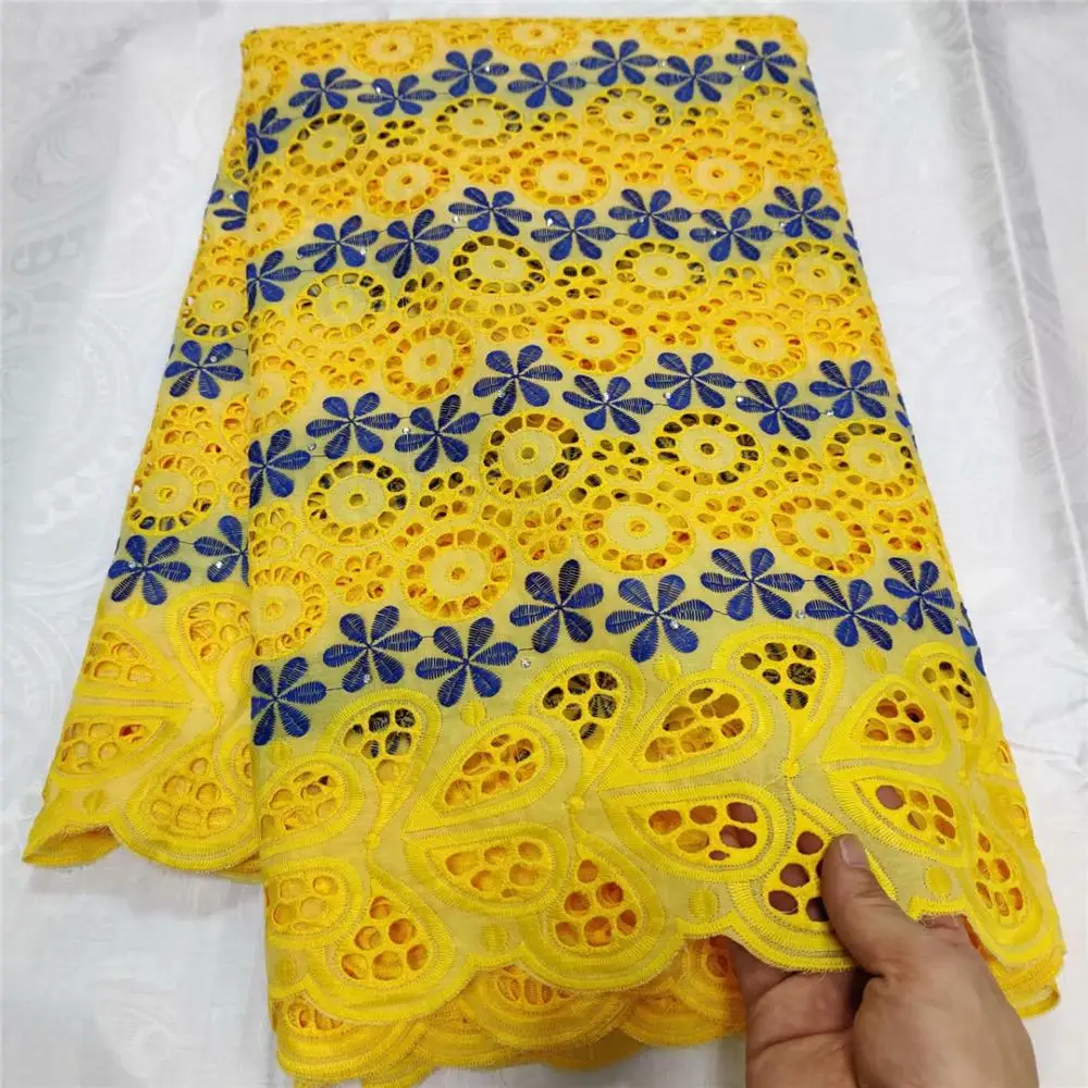 5 + 2 ярда! Французская нигерийская кружевная ткань высокое качество 100% хлопок