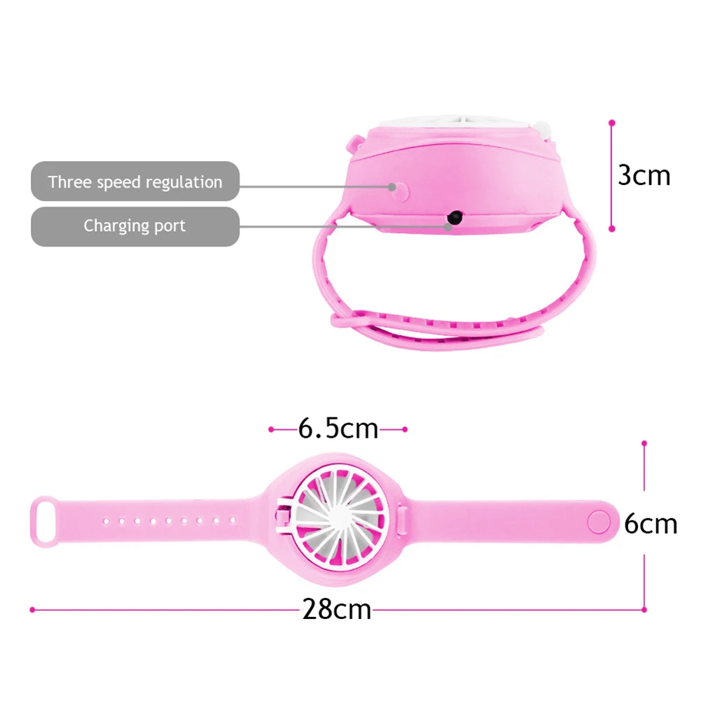 

Summer Portable Handheld Fan Adjustable Mini Wrist Cooler Watch 3 Wind Speeds Mini DeskRechargeable Quiet for Outdoor Office
