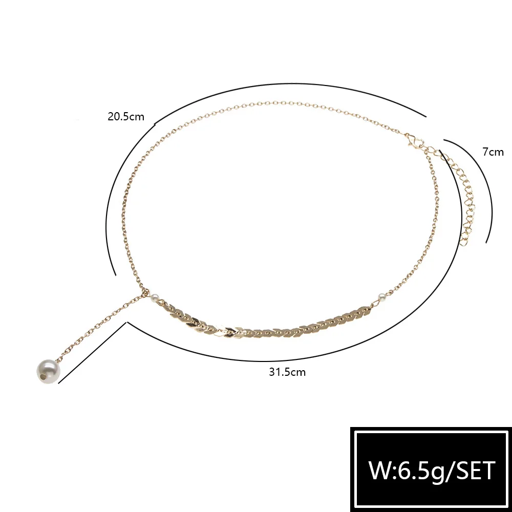 

Simple Strip Pearls Pendant Necklace Gold Color Clavicle Chain Charm Necklace For Women Necklace