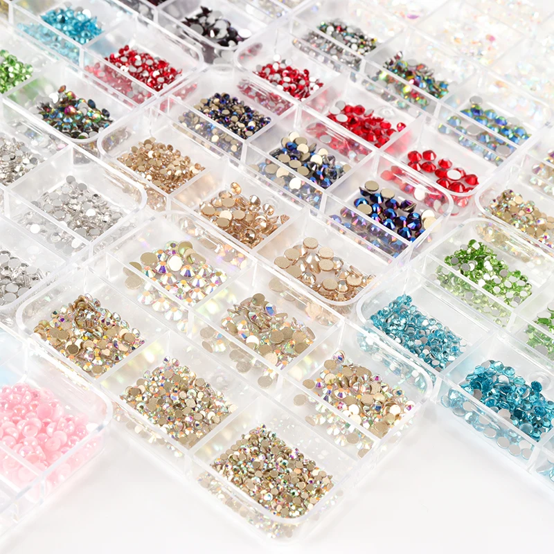 

Colorful AB Crystal Nail Rhinestone Set Flat-bottom Nail Jewelry Diamond DIY Nail Art Decoration Accessories JORNAILDAN