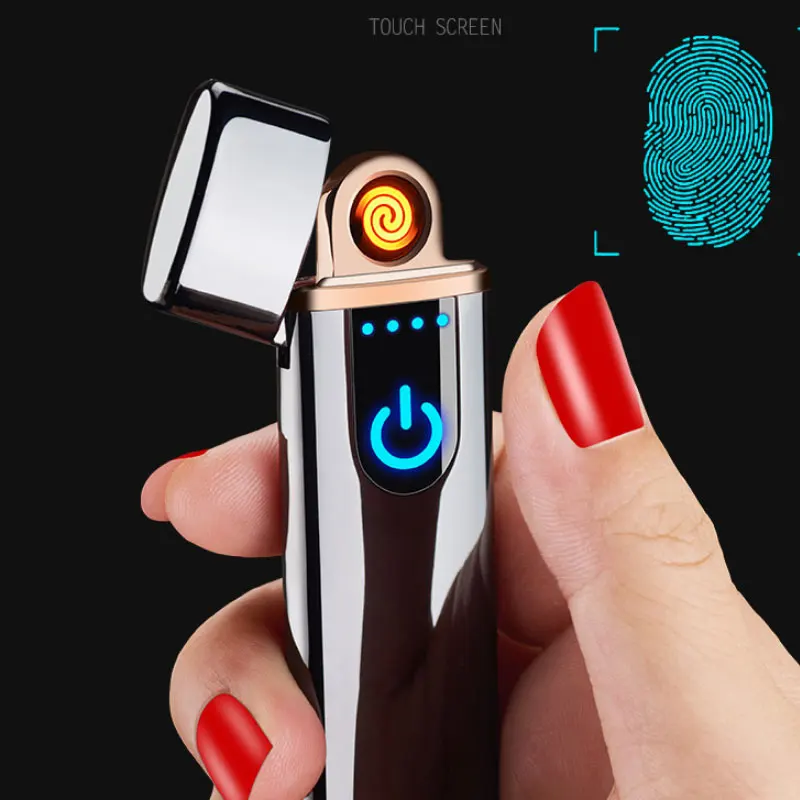 Умная сенсорная зарядная Зажигалка Ветрозащитная креативная USB Электронная
