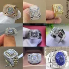 Модное Золотое кольцо 2,0 карат с белым кристаллом CZ для женщин и мужчин, в стиле хип-хоп, полное Кристальное обручальное кольцо, Свадебные вечерние ювелирные изделия