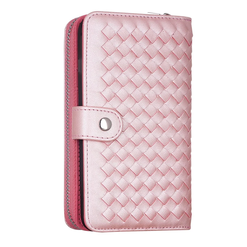 Weave Zipper Cash Slot PU Leather Wallet Case Cover for iphone X XS Max XR 8 7 6 6S Plus |